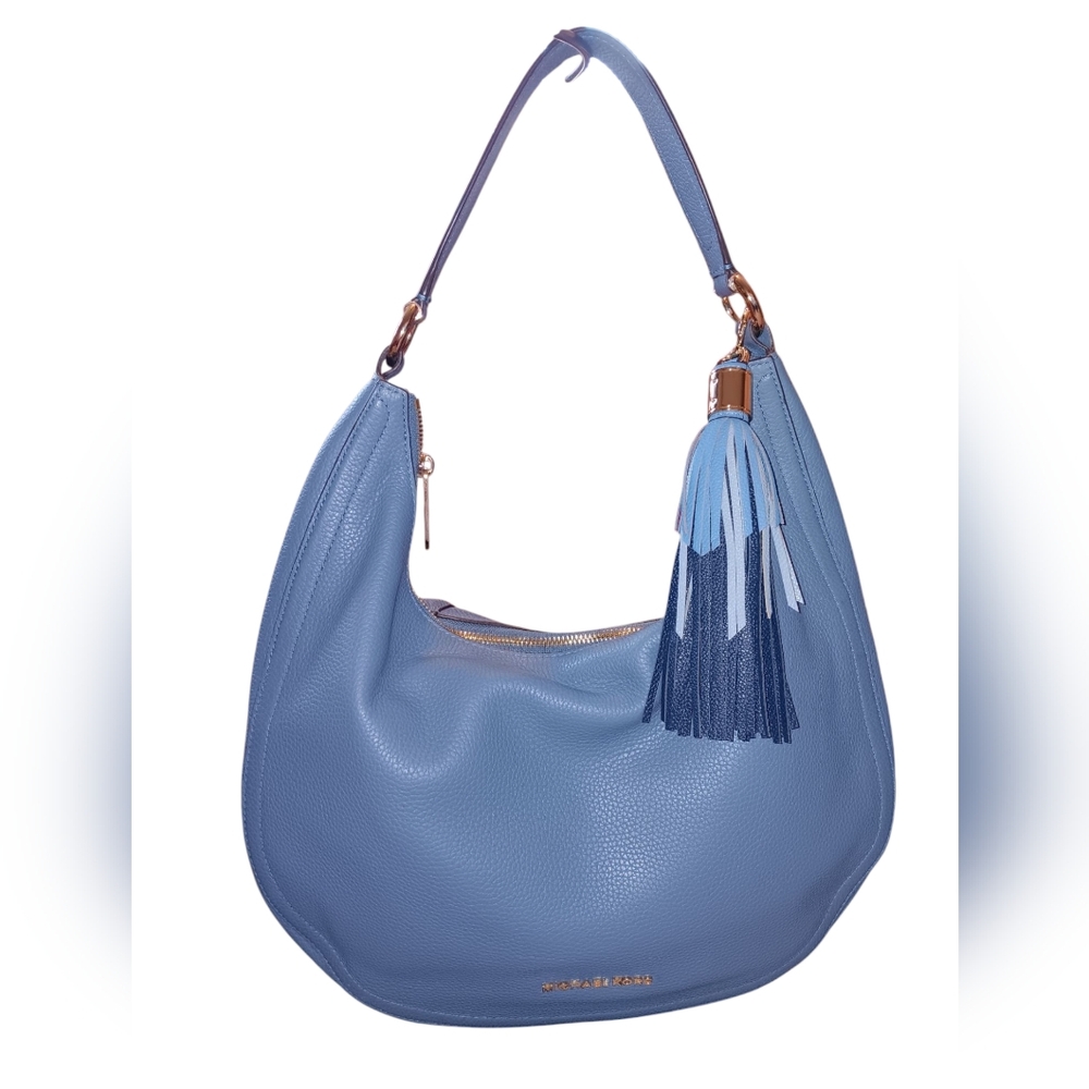 #169 Michael Kors Blue Hobo Bag with Tassel - Picture 2 of 6